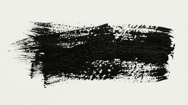 Dynamic horizontal black paint stroke with pronounced dry brush textur
