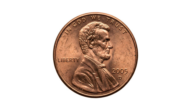 Close up of a United States penny with Abraham Lincoln portrait and copper tone
