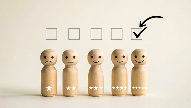 Wooden peg dolls with checklist concept for progress tracking and achievement
