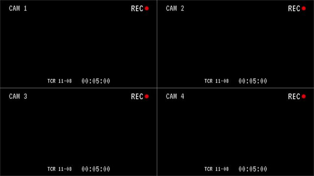CCTV Camera Security Monitor Split Screen Recording Overlay