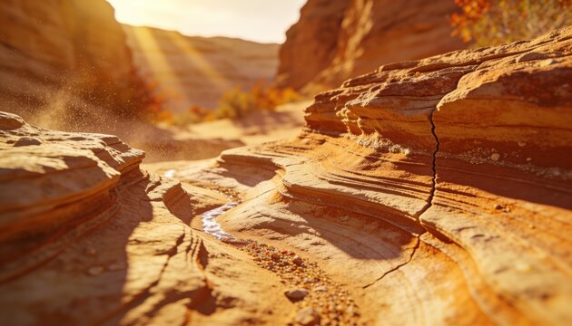 Macro photography of sandstone erosion patterns, abstract texture, realistic geological surface