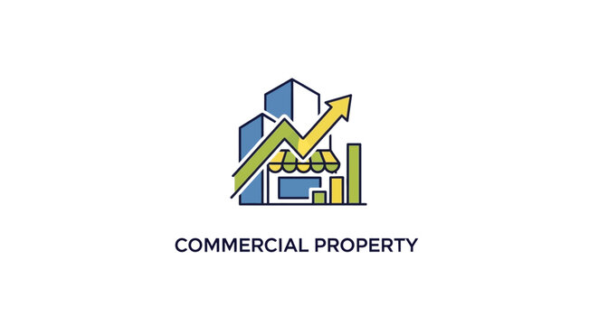 A graphic illustration showing growth in the commercial real estate market sector