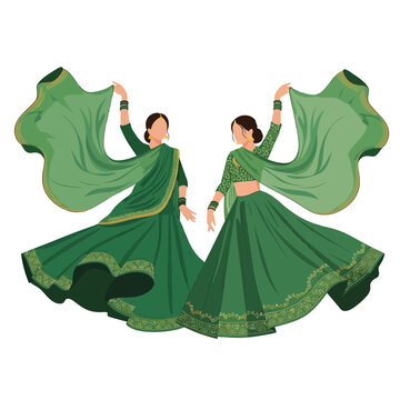 Women celebrate Hariyali Teej in traditional green attire dancing