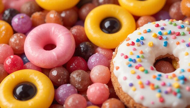 donuts colorful donuts sprinkles icing close-up pastry