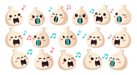 Obraz premium Cute Singing Dumpling Character Collection with Music Notes