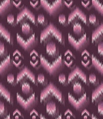 Seamless Contemporary Ikat Pattern in Berry Pink and Plum  © Uday