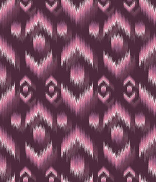 Seamless Contemporary Ikat Pattern in Berry Pink and Plum
