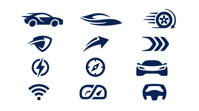 Car speed icons and symbols.