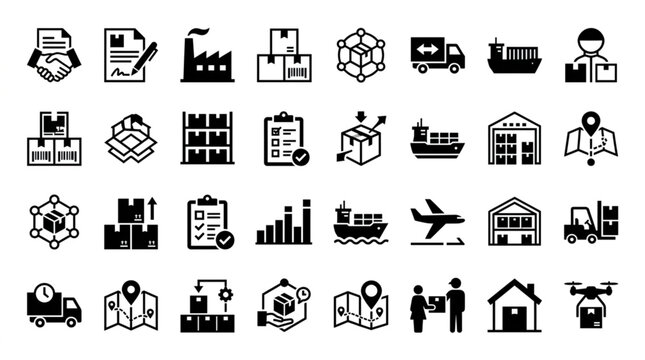 Logistics and Supply Chain Icons Collection.