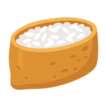 Inari sushi sweet tofu pouch flat vector illustration