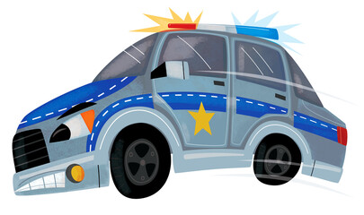 Cartoon police car policeman sedan isolated illustration for children © honeyflavour