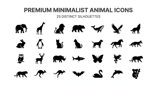 Wild animals fauna and forest wildlife silhouettes collection
