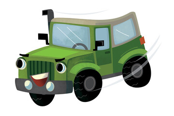 Obraz premium cool looking cartoon terrain offroad car vehicle transportation isolated illustration for children
