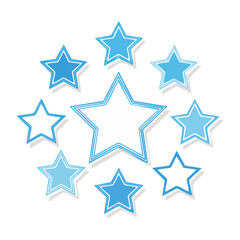 Obraz premium Blue star icons in flat design style