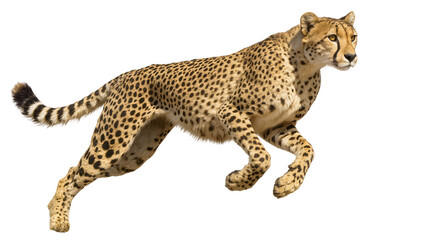Cheetah running fast with spotted fur and long tail © Niklas