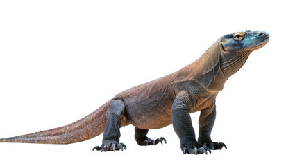 Fototapeta premium Komodo dragon reptile with scaly skin and blue head