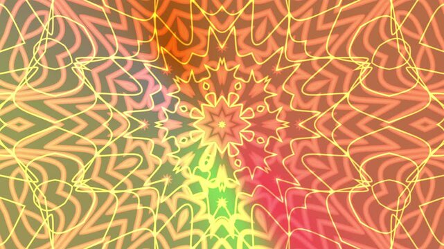 Kaleidoscope pattern background with vibrant colors and intricate geometric shapes animation loop suitable for web design presentations and d suitable