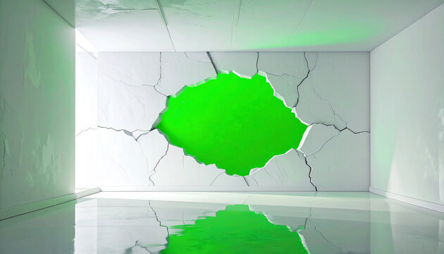 Hole in wall green screen