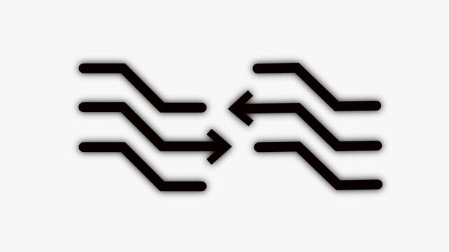 Minimalist abstract arrows motion dynamic data flow and connectivity animation on white background 4k video.