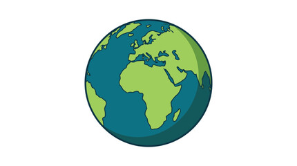 Fototapeta premium Minimalist vector illustration of the blue and green earth globe design with a textured finish
