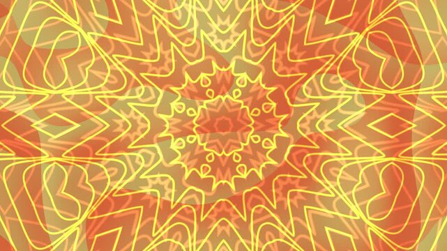 Kaleidoscope pattern background with orange and yellow colors. Abstract geometric shapes animation. suitable for fashion design social media  suitable