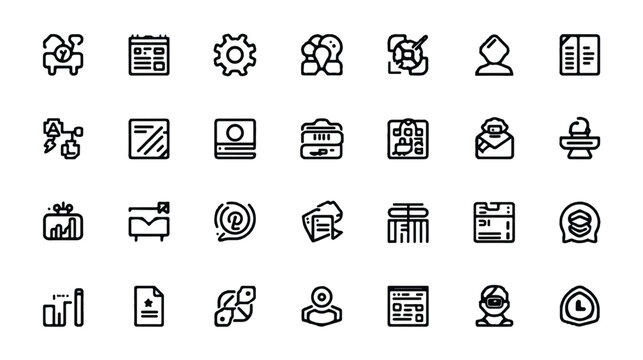 Collection of minimalist icons representing various communication symbols.