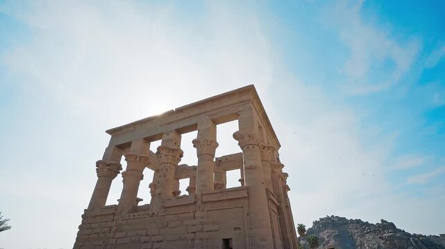 The ancient and historical Philae Temples complex in Aswan, which was built by the ancient Egyptian pharaohs. It was built during the third century BC. it built to worship the goddess "Isis" - Egypt.