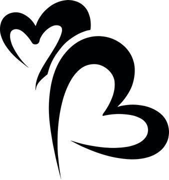 Two connected black love hearts vector icon design