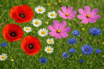 Fototapeta premium Vibrant wildflowers in bloom