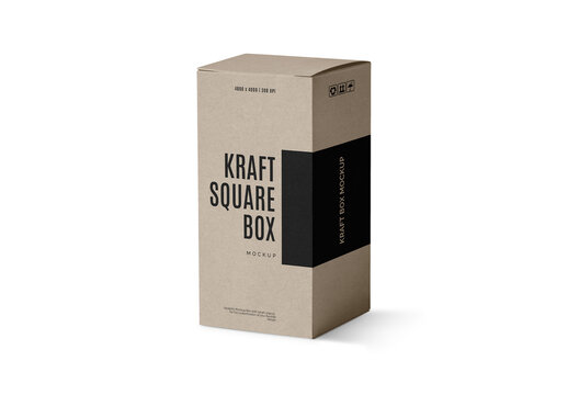 Kraft Box Mockup for Commercial Branding and Product Advertising