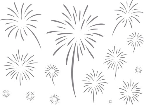 Stylized fireworks bursting in a festive display