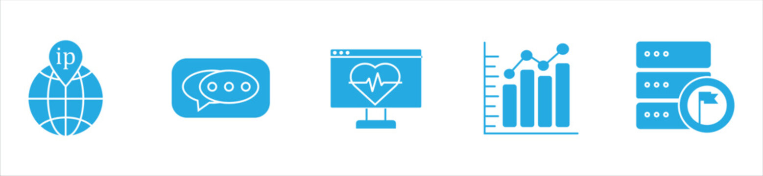 Big Data Analytics and Technology Line Icons Set Vector Illustration
