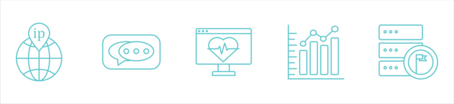 Big Data Analytics and Technology Line Icons Set Vector Illustration