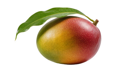 Ripe mango fruit with green leaf and stem © Niklas