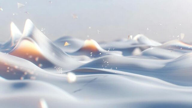 Soft abstract snowy hills with glowing accents in minimalistic style on pale background, concept of serenity and purity