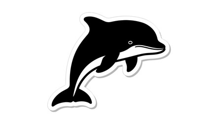Naklejka premium Black Silhouette of a Dolphin Leaping 2.