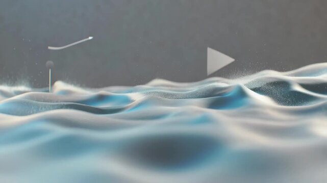 Abstract flowing wave shapes in a smooth digital style on a muted backdrop, conveying motion and serenity in a modern concept