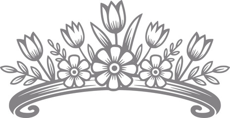 Floral tiara with tulips and daisies, decorative © Ripa_Moni
