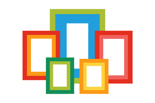 Colorful picture frames, photo frames, border templates, vector set, graphic elements