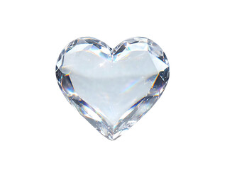Fototapeta premium A stunning crystal heart diamond with brilliant light reflections on a clean white background, perfect for romantic and luxury designs.
