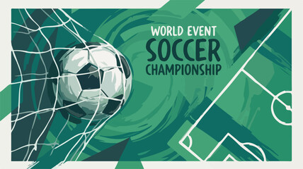 World Soccer Championship Event Poster Design Template with Football Stadium and Ball Illustration © Cont