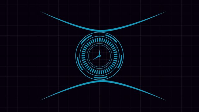 Abstract futuristic clock interface with symmetrical accents. Tech abstract futuristic clock interface for digital countdown data displays. Modern clock interface.