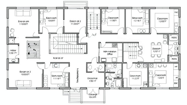 Architectural house floor plan vector, detailed residential building layout with rooms and furniture, professional blueprint for home construction