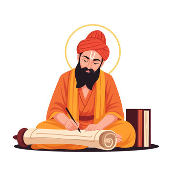 Sikh man meditates during Jhulan Yatra while reading ancient scrolls
