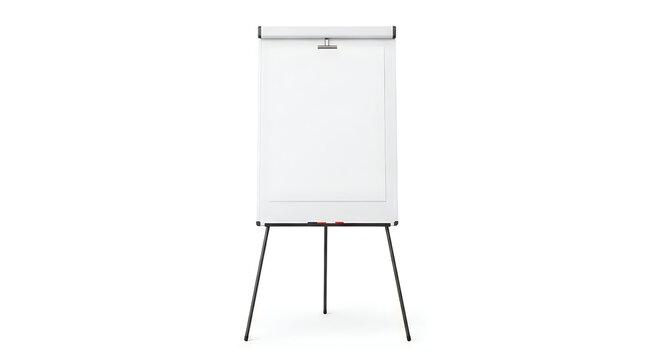 Modern flip chart easel with white board standing on black legs