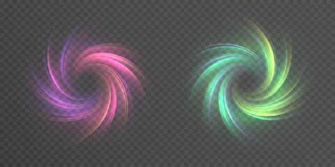 Naklejka premium A vibrant effect of swirling, glowing rays. An energetic vortex of light, the effect of a bright portal.