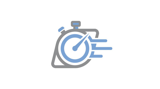 A stopwatch with a blue and grey design shows time passing quickly in a motion blur effect illustration.