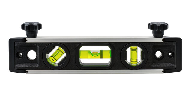 Spirit level with three vials and adjustable knobs