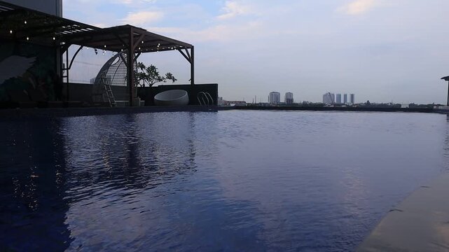 swimming pool on the 6th floor of a hotel in the city center