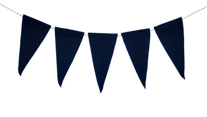 Obraz premium Dark blue triangular fabric bunting flags on string